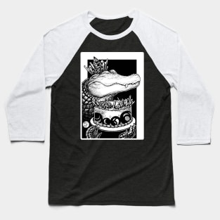 Alligator & Crystal Cake - White Outlined Version Baseball T-Shirt